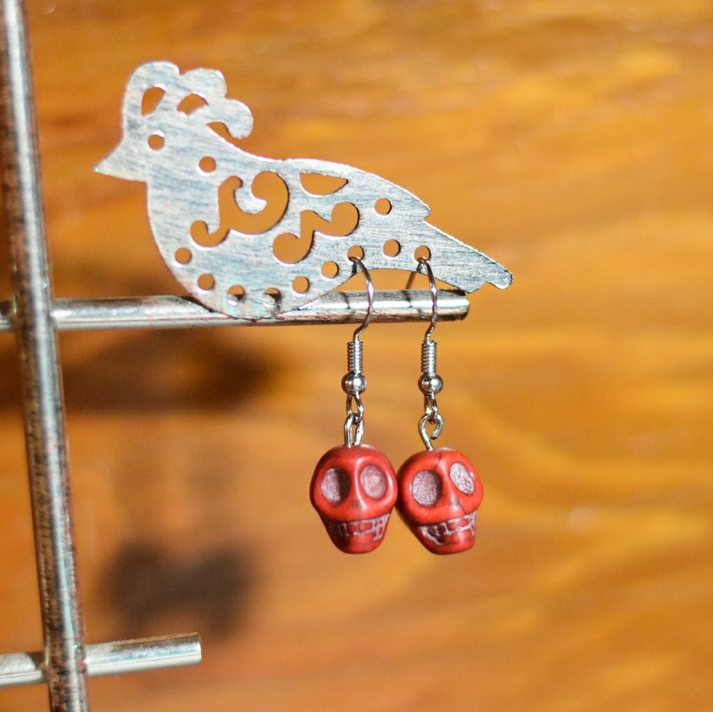 Red Skull Earrings